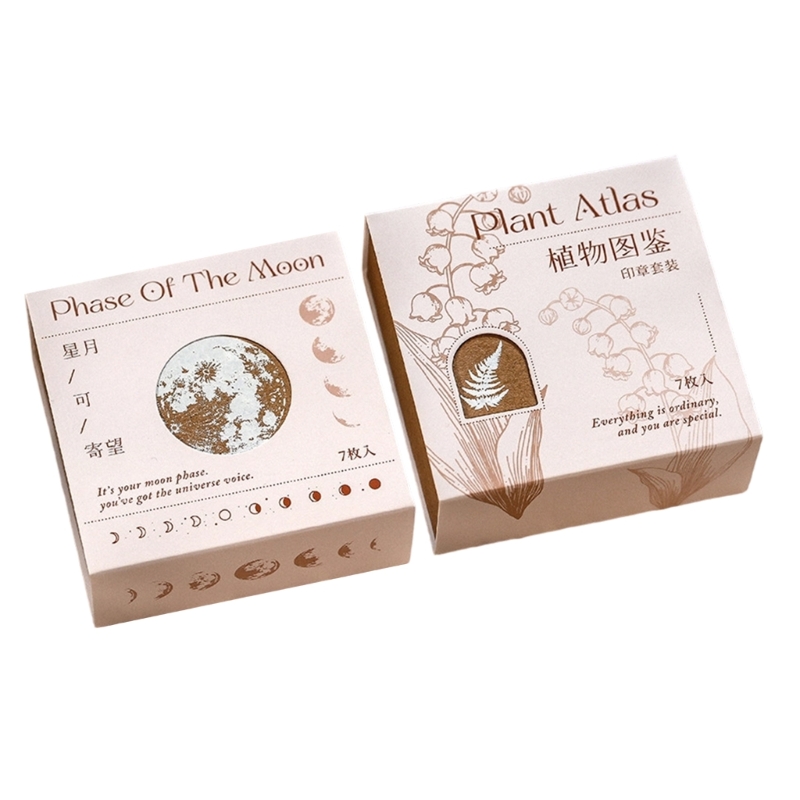 Gift Box Wrap Set - Bộ con dấu khối gỗ 7
