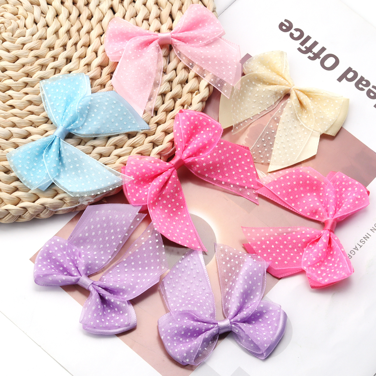 Ribbon Bow Gift - 10Pcs/lot Satin Ribbon Bows Printing Dot