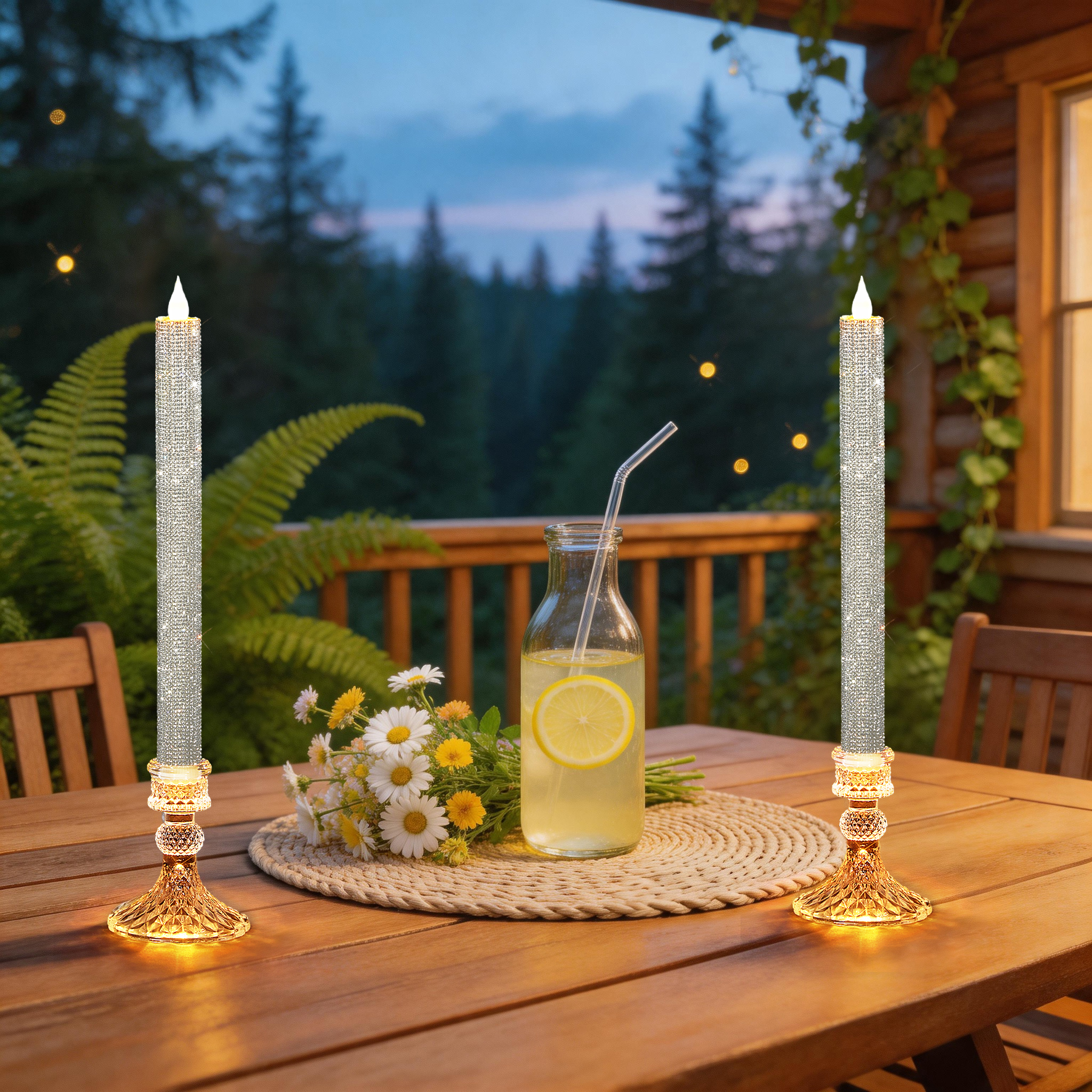Holiday Candle Set - Flameless Taper Candle Set of 2