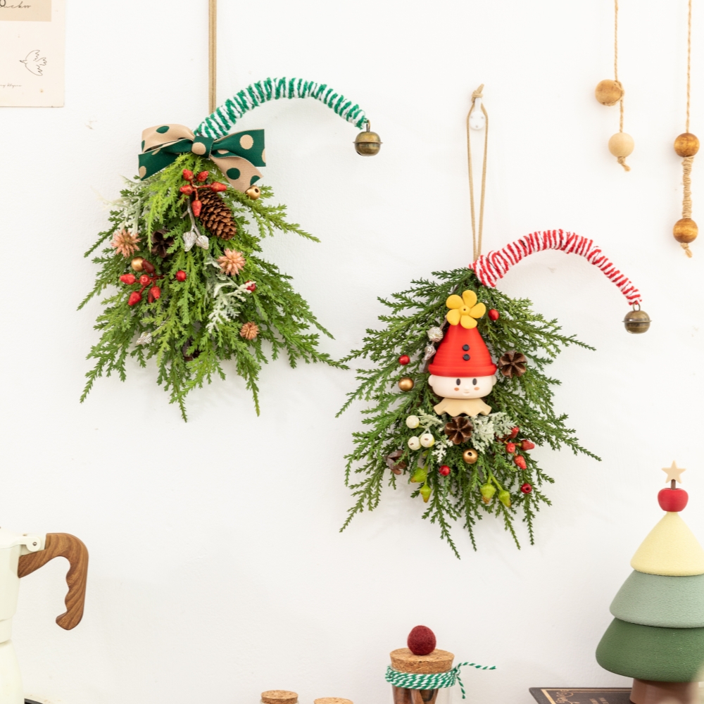Christmas Wreath Fake - Artificial Pine Needle Christmas Hat Teardrop