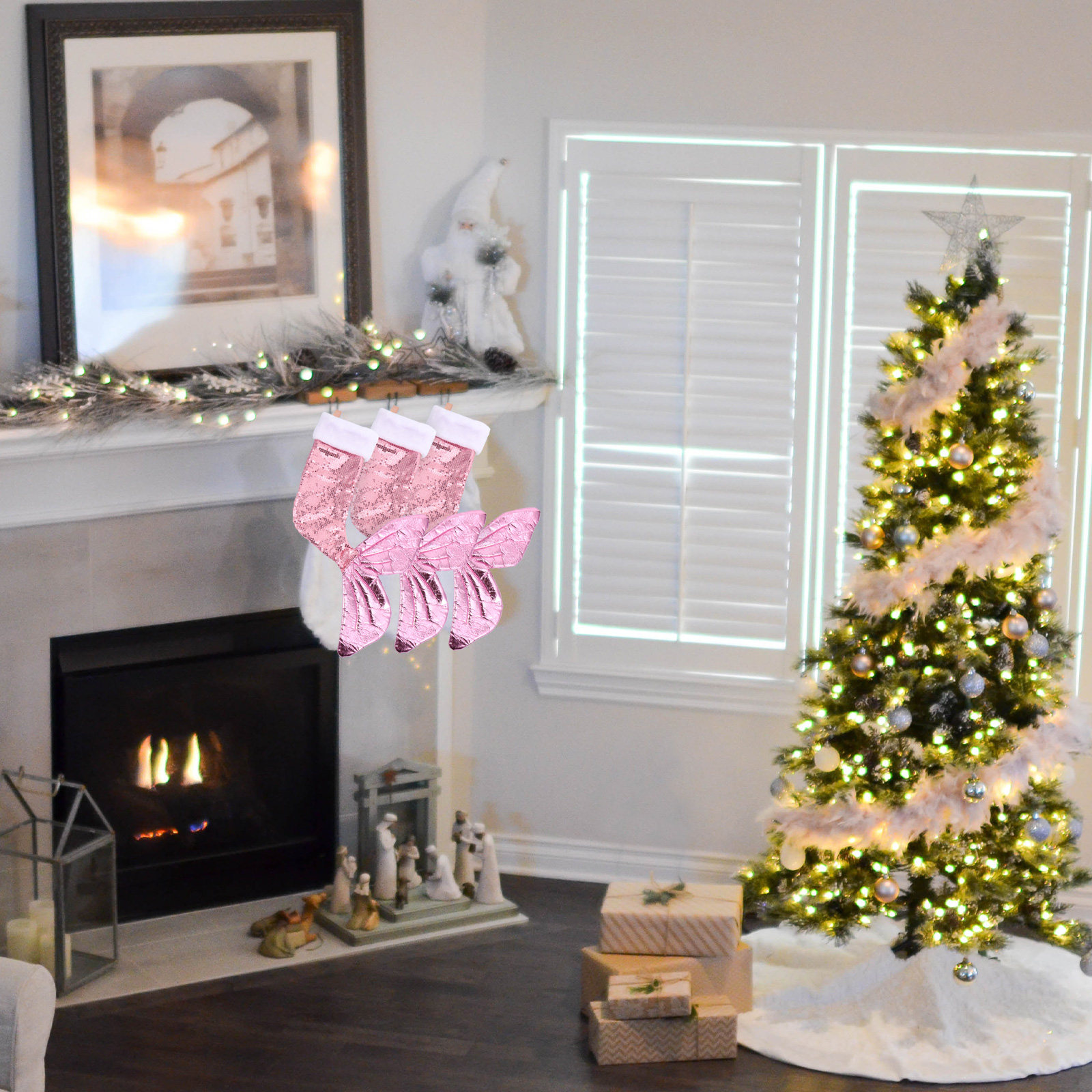 Christmas Stocking Hanging - Sequins Mermaid Tail Stocking Christmas Decoration