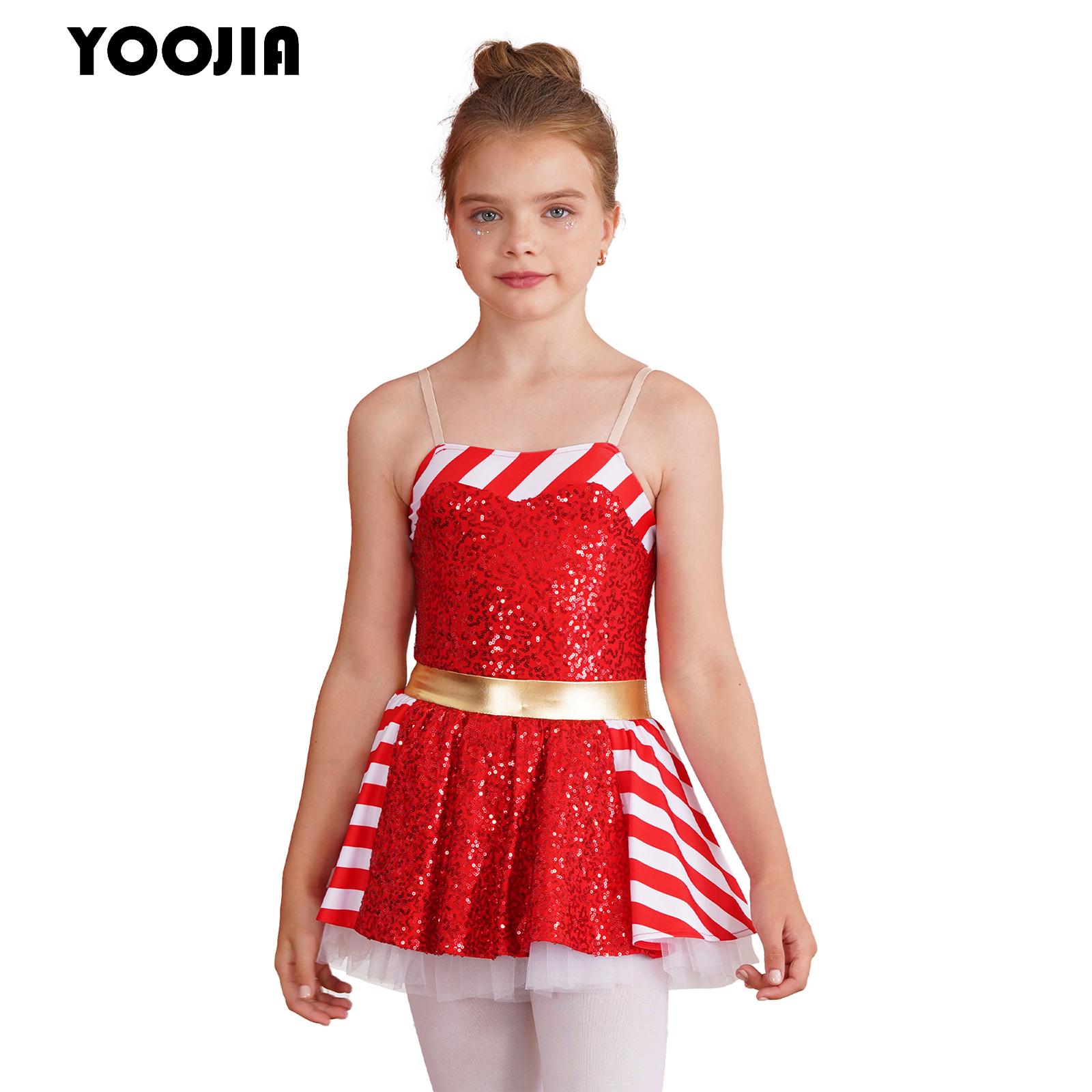 Elf Costume Christmas - Kid Girls Sequins Christmas Dance Costume