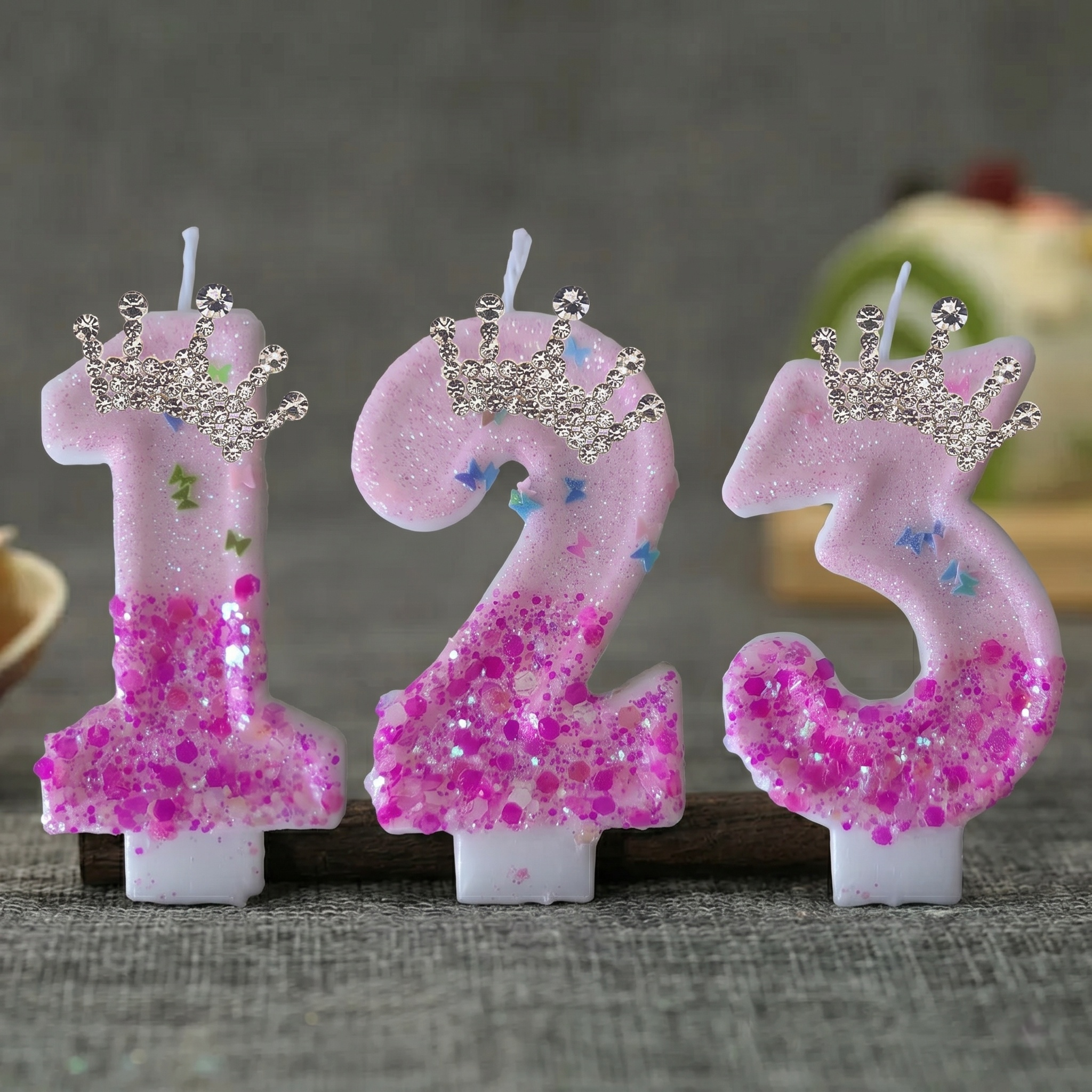 Holiday Candle Set - Pink Rose Red Sequins Dual Color
