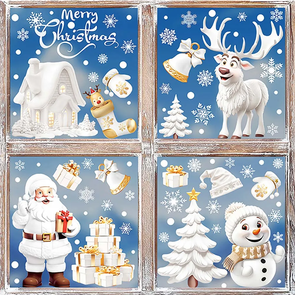 Snowflake Window Decal - 9pcs/set Christmas Window Stickers Xmas Tree