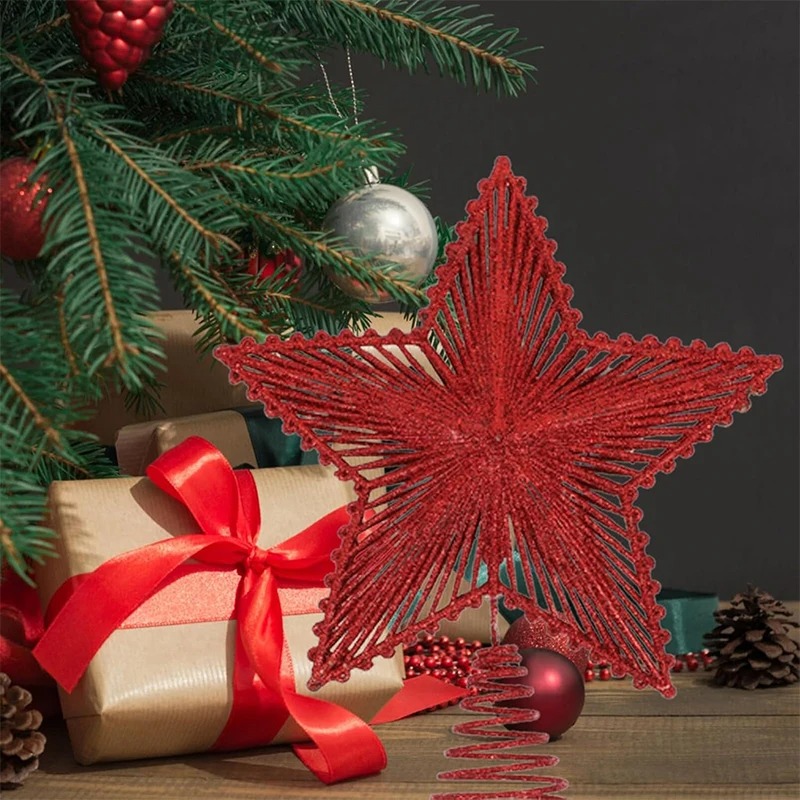 25cm Red Glitter Christmas Tre - đánh giá và giá Star Tree Topper