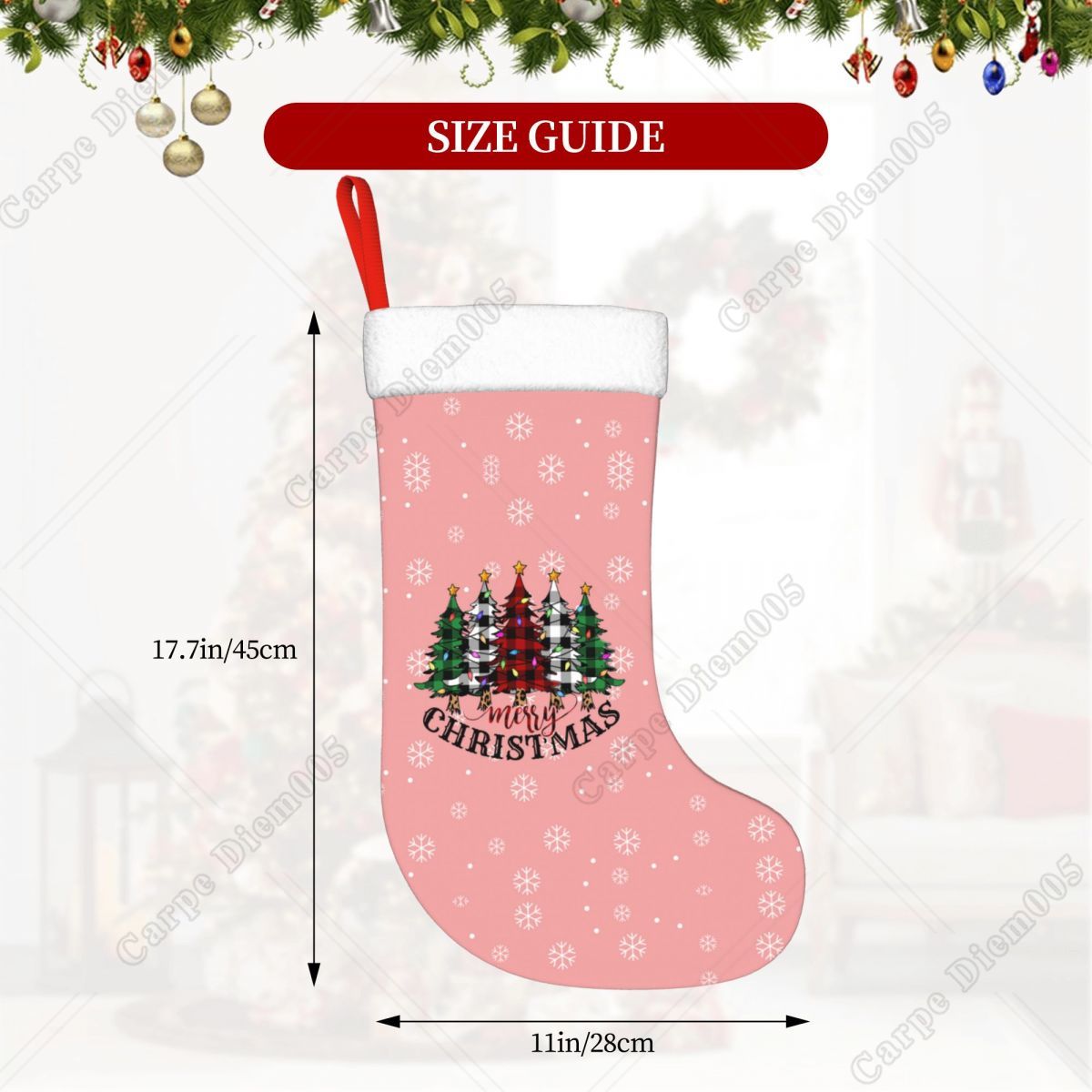 Pink Snowflakes Christmas Tree - đánh giá và giá Christmas Stocking Hanging