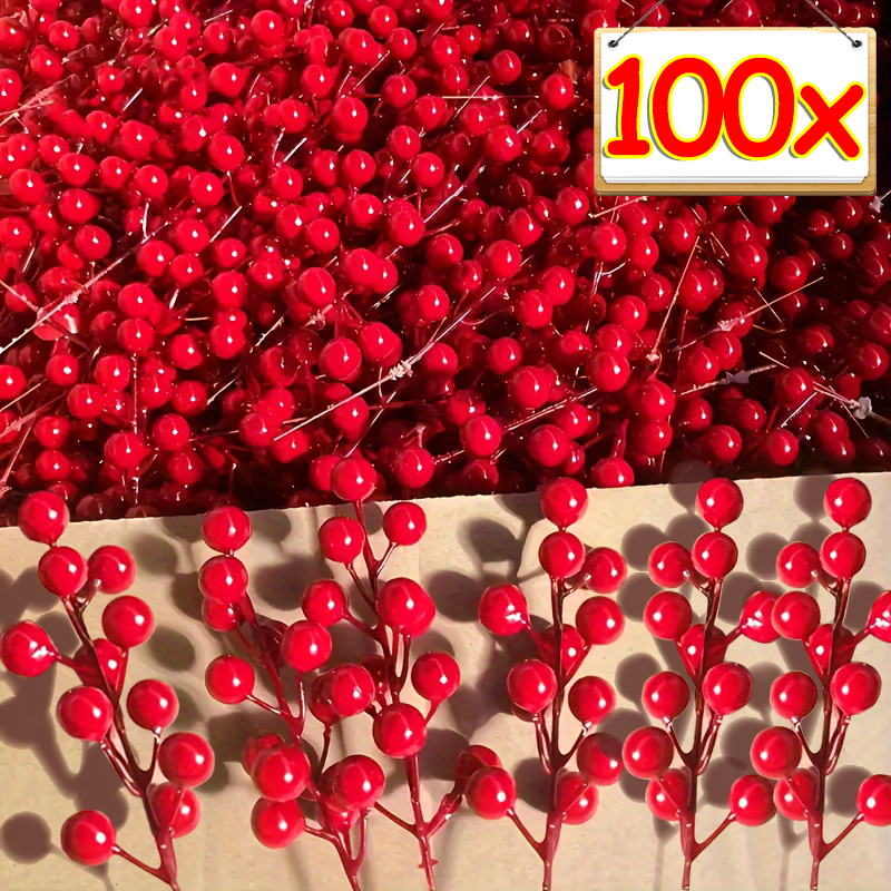 5/100x Artificial Red Berries  - đánh giá và giá Christmas Wreath Fake