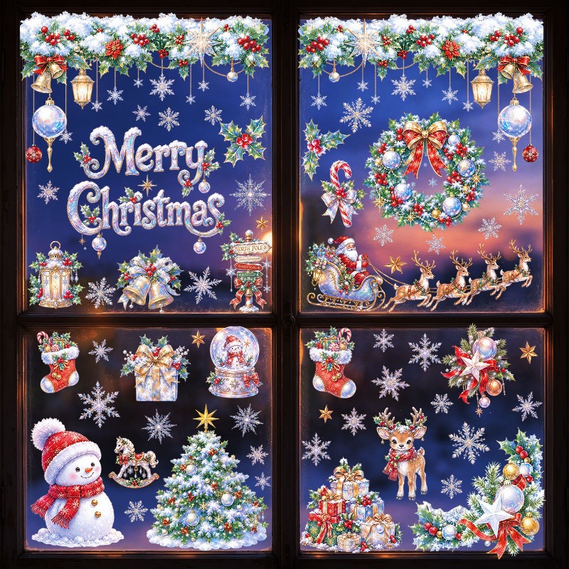 9 Sheets Christmas Static Wind - đánh giá và giá Snowflake Window Decal