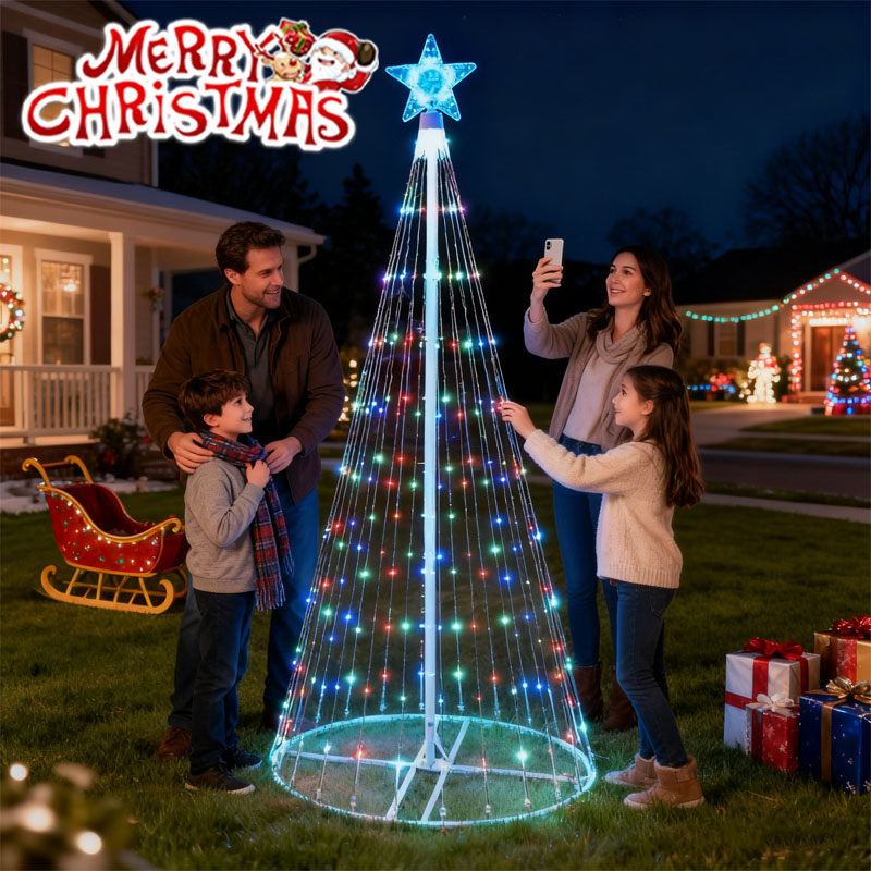 Solar-Powered LED Waterfall St - đánh giá và giá Star Tree Topper