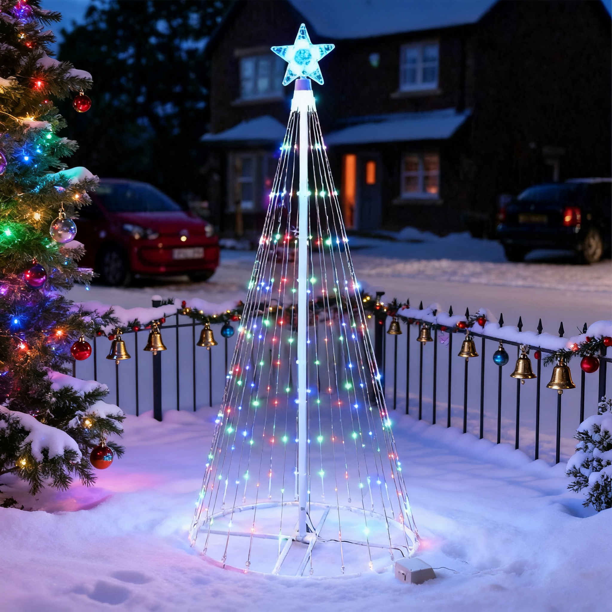 Solar-Powered LED Waterfall St - đánh giá và giá Star Tree Topper