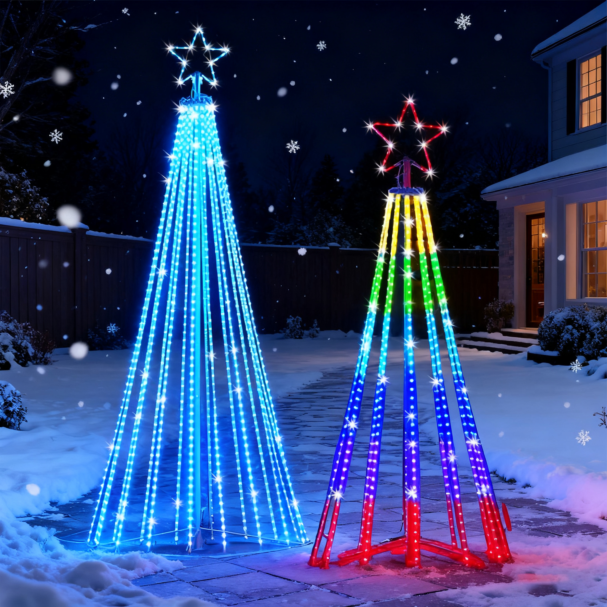 Solar-Powered LED Waterfall St - đánh giá và giá Star Tree Topper