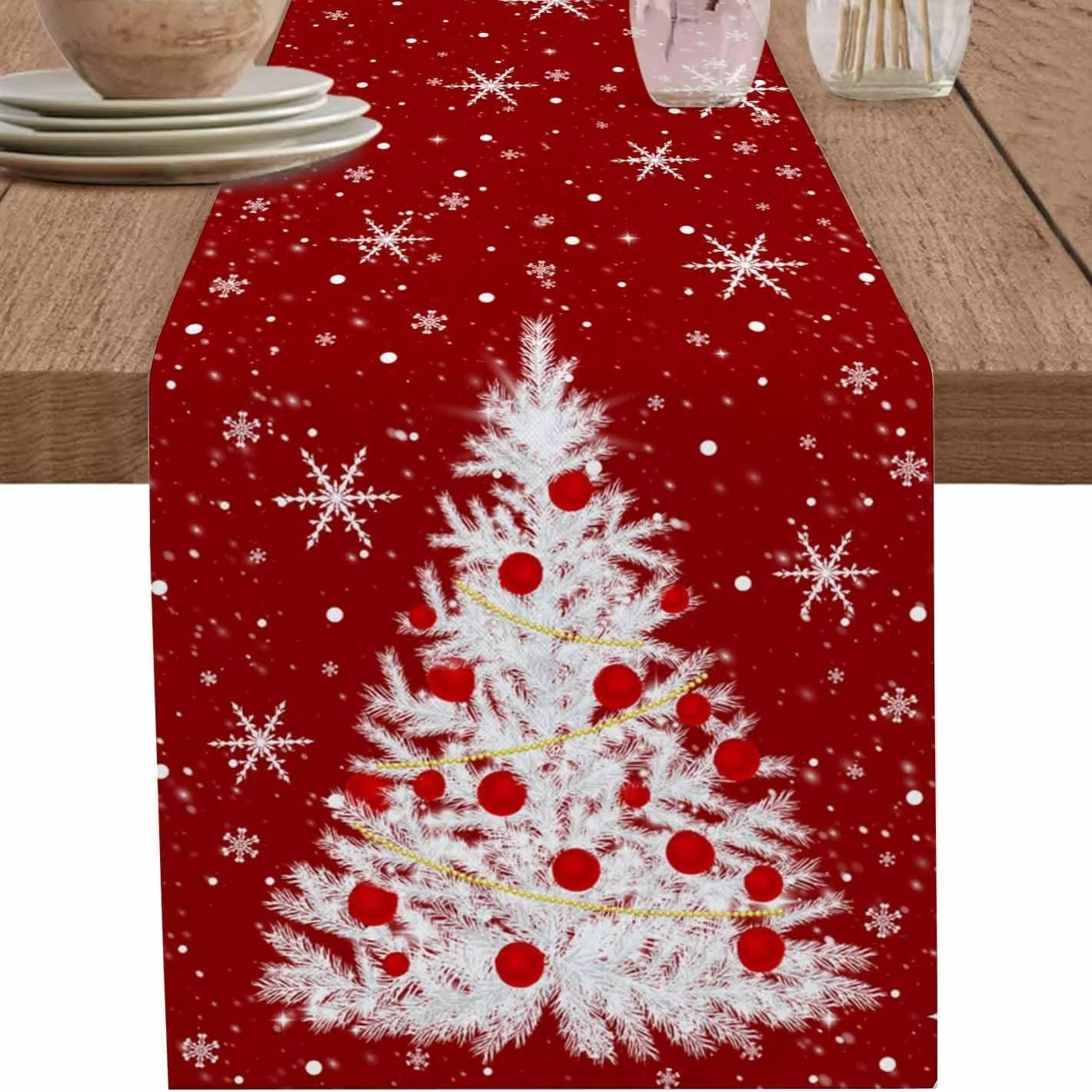 Red Table Runner Christmas Tre - đánh giá và giá Christmas Table Runner