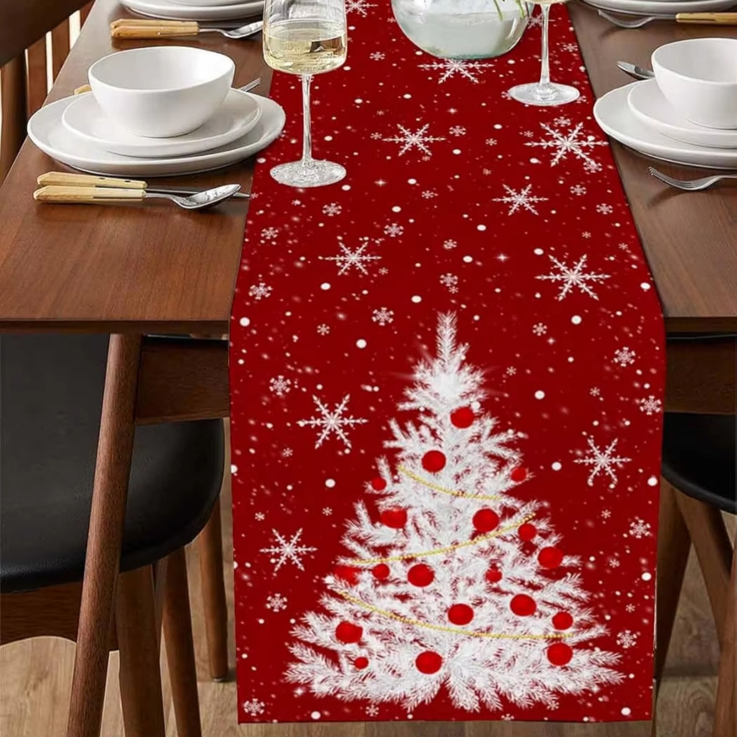 Red Table Runner Christmas Tre - đánh giá và giá Christmas Table Runner