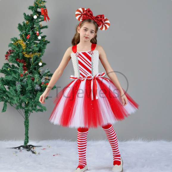 Girls Christmas Candy Cane Tut - đánh giá và giá Elf Costume Christmas
