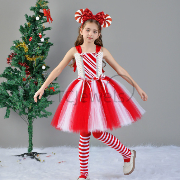 Girls Christmas Candy Cane Tut - đánh giá và giá Elf Costume Christmas