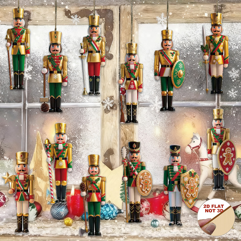 2D Flat 12Pcs Wooden Nutcracke - đánh giá và giá Nutcracker Figurine