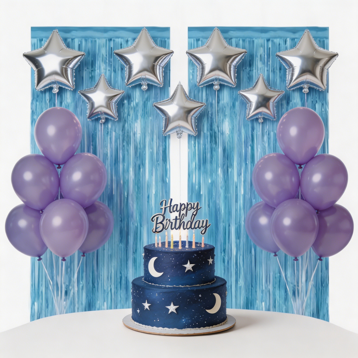2PCS Light Blue Metallic Foil  - đánh giá và giá Tinsel Garland Decoration