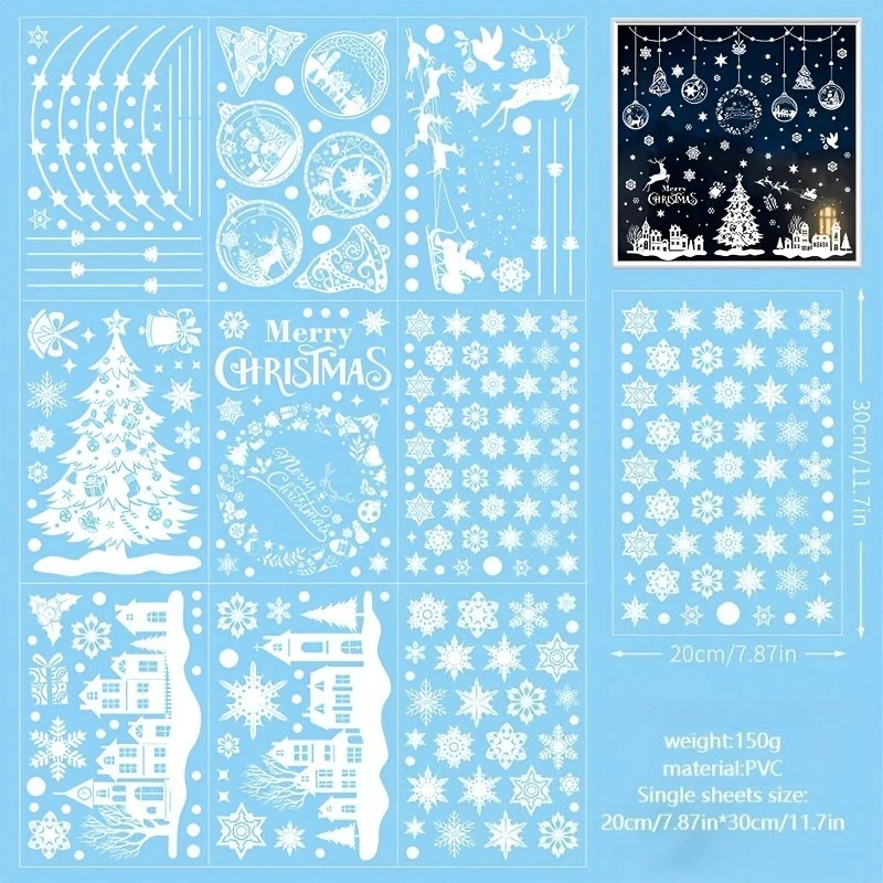 9 Sheets 243pcs Reusable Stati - đánh giá và giá Snowflake Window Decal