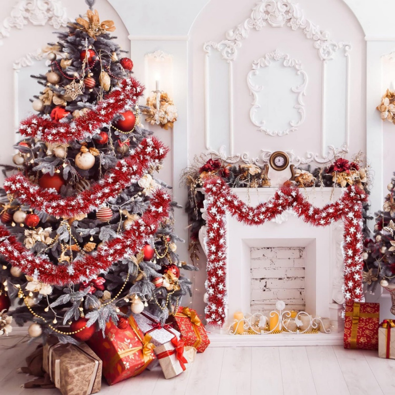 1pc Christmas Tinsel Snowflake - đánh giá và giá Tinsel Garland Decoration