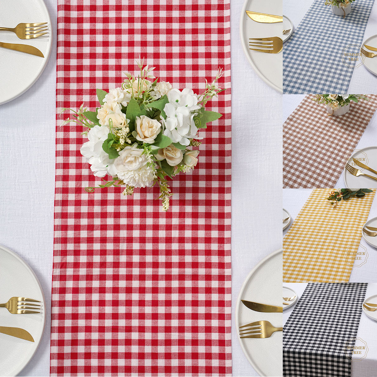 Rustic Plaid Cotton Table Runn - đánh giá và giá Christmas Throw Blanket
