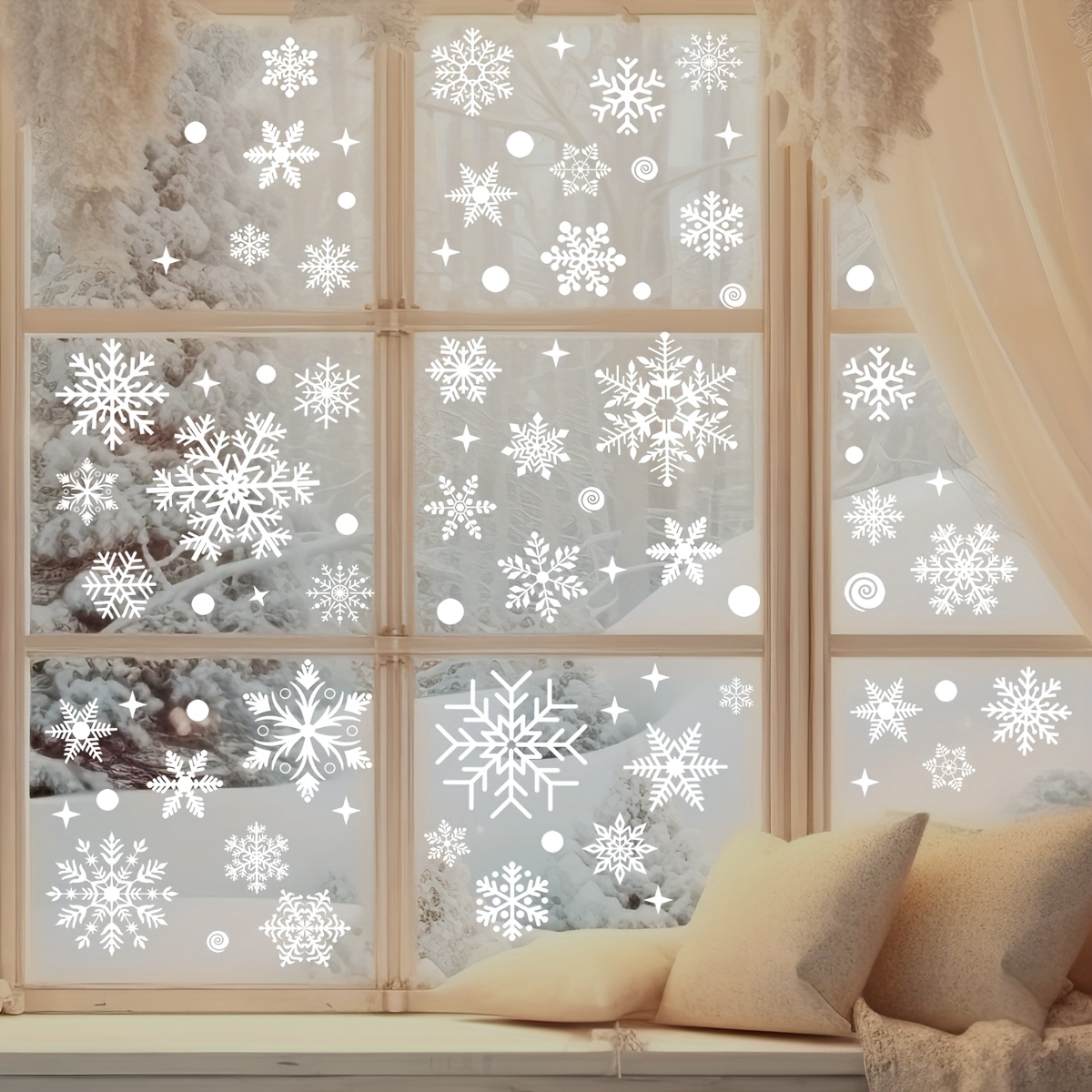 137Pcs Winter Snowflake Static - đánh giá và giá Snowflake Window Decal