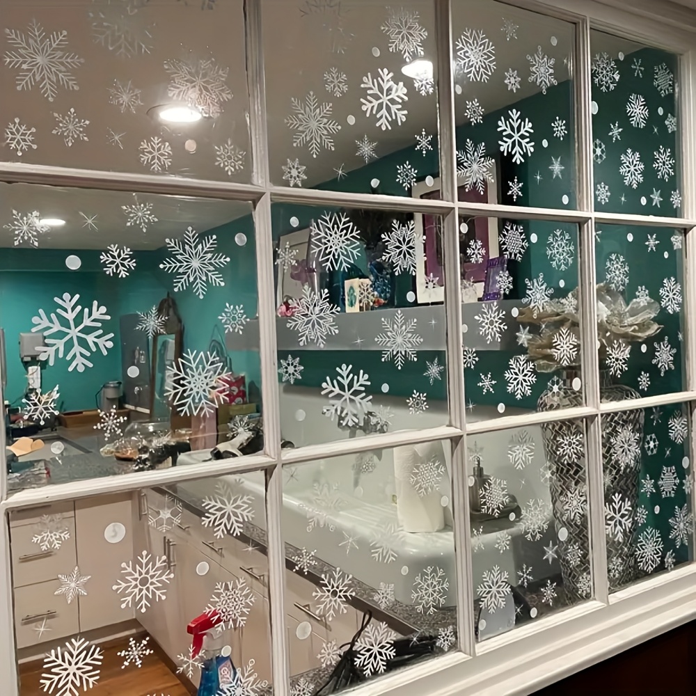 137Pcs Winter Snowflake Static - đánh giá và giá Snowflake Window Decal