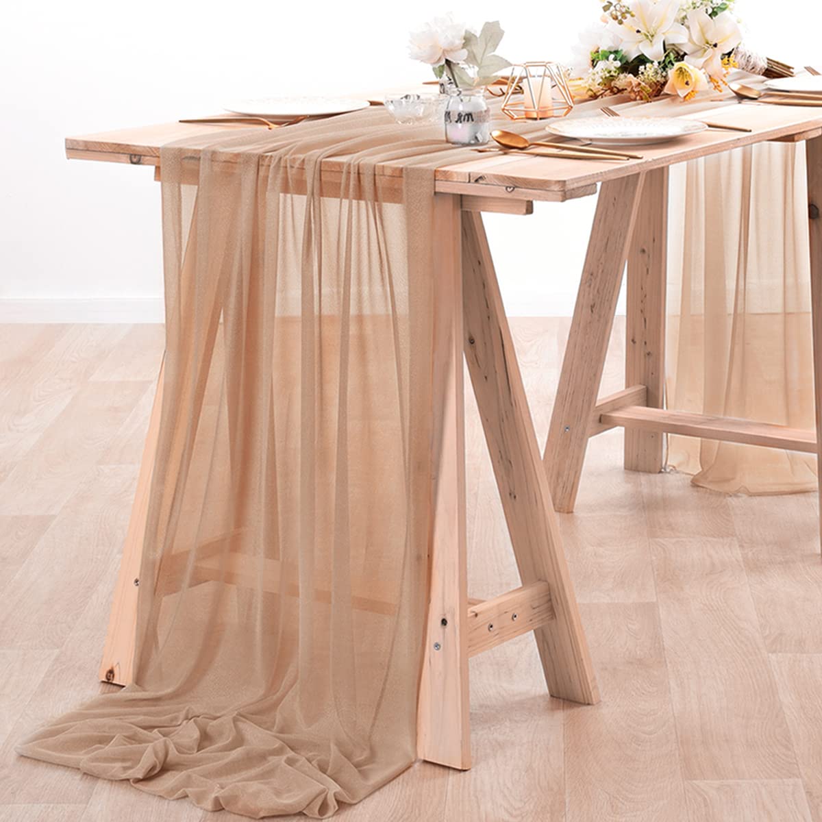 Chiffon Table Runner Nude Shee - đánh giá và giá Christmas Table Runner