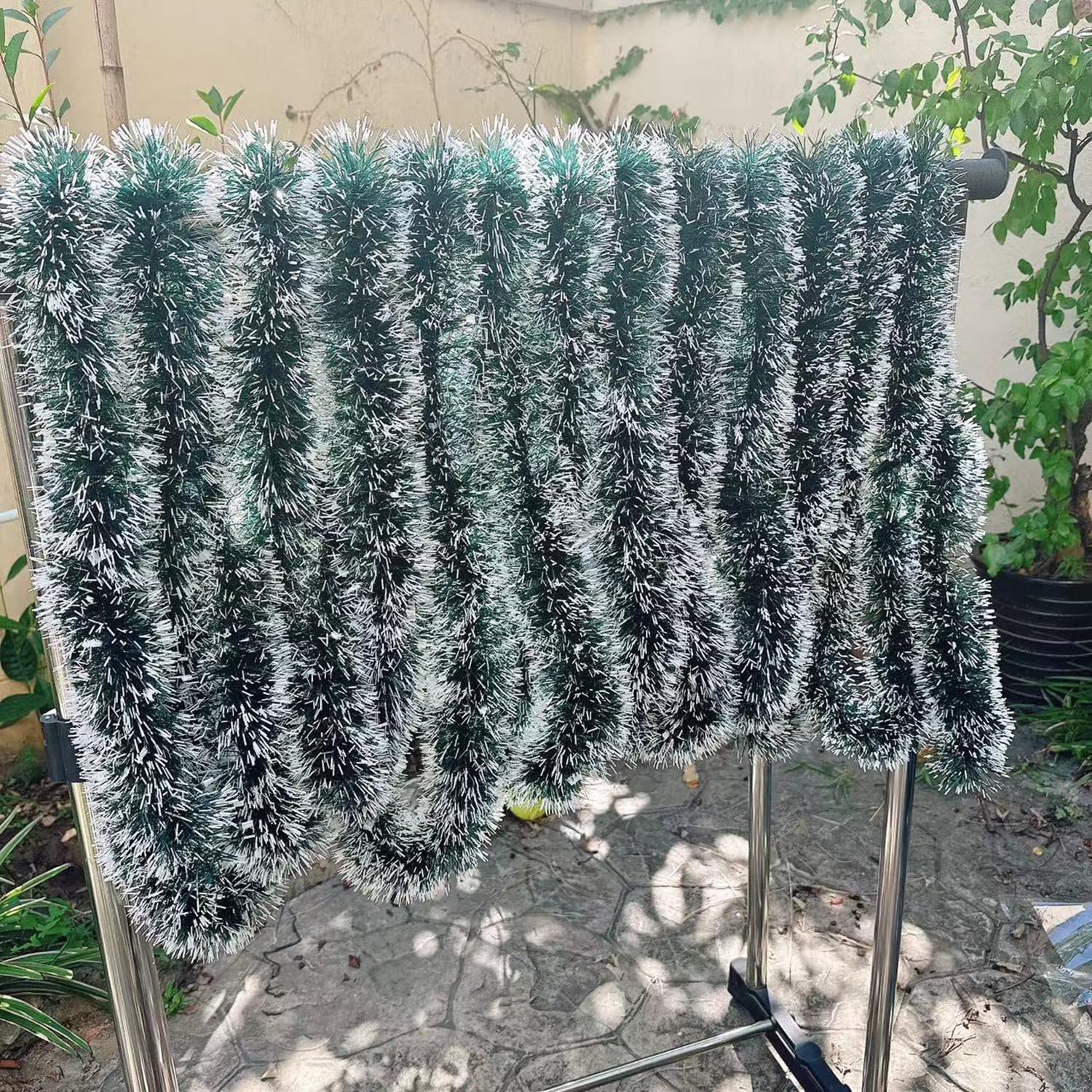 Green White Snow Christmas Tin - đánh giá và giá Tinsel Garland Decoration