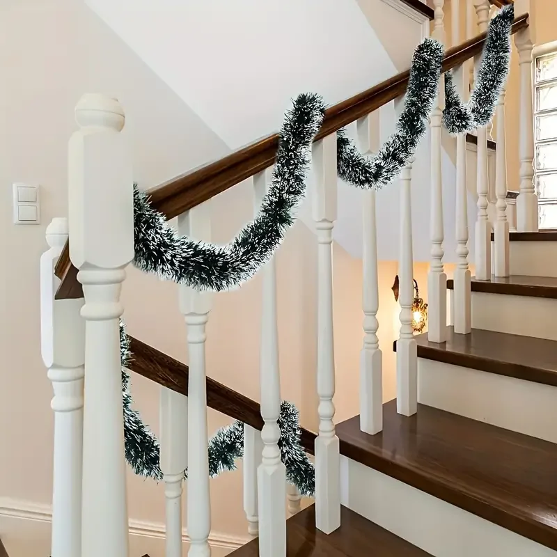 Green White Snow Christmas Tin - đánh giá và giá Tinsel Garland Decoration