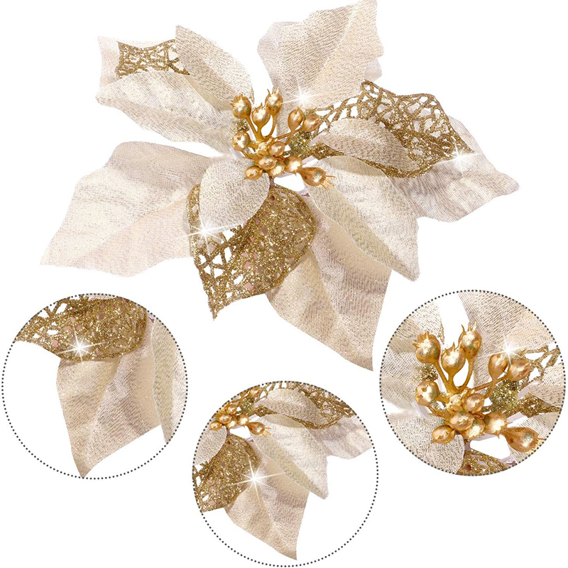 10Pcs Glitter Artificial Flowe - đánh giá và giá Christmas Wreath Fake