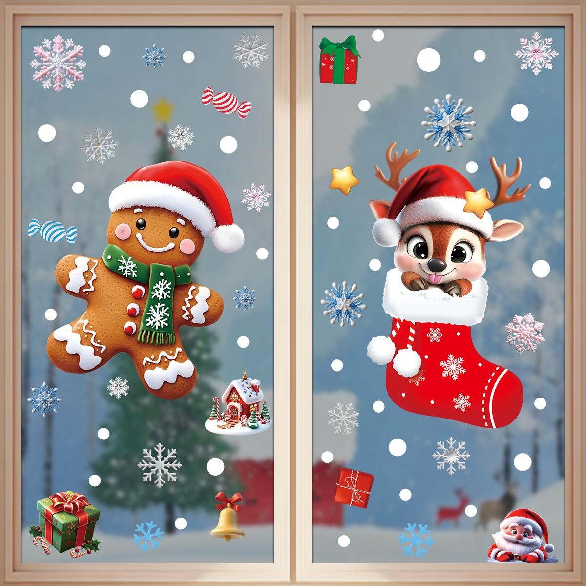 Christmas Window Stickers Ging - đánh giá và giá Snowflake Window Decal
