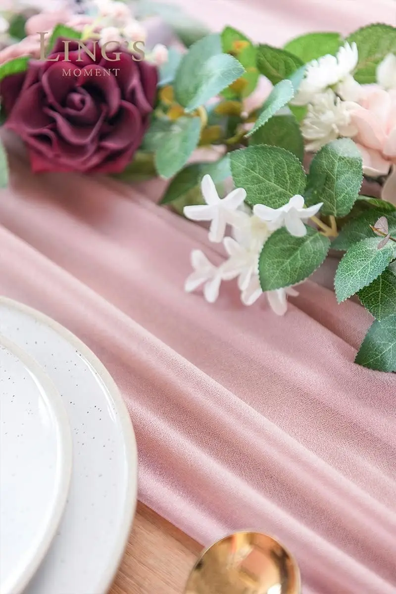 Chiffon White Table Runner Tab - đánh giá và giá Christmas Table Runner