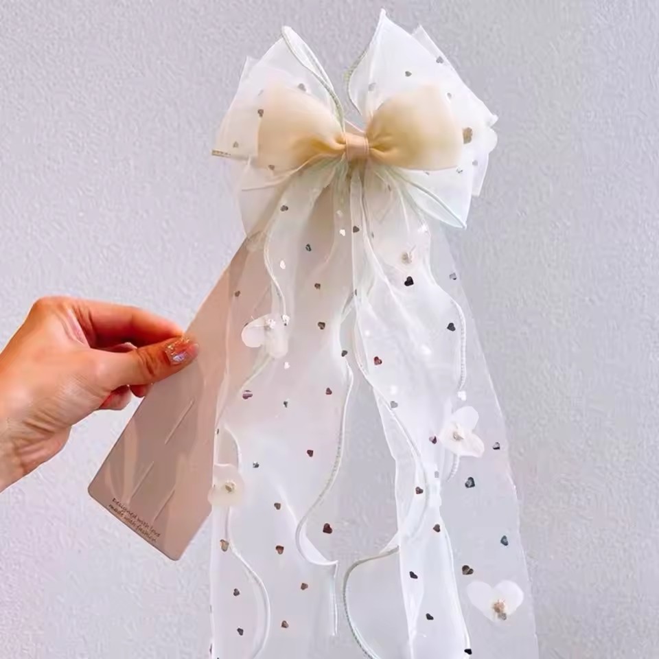 Korean Fairy Mesh Bow Hair Cli - đánh giá và giá Ribbon Bow Gift