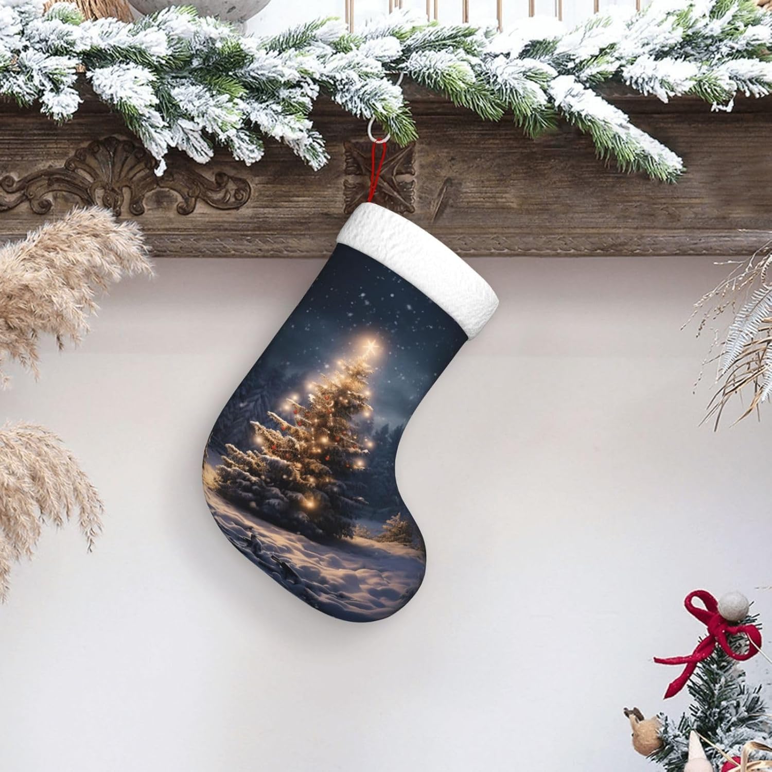 Christmas Tree Snow gift Stock - đánh giá và giá Christmas Stocking Hanging