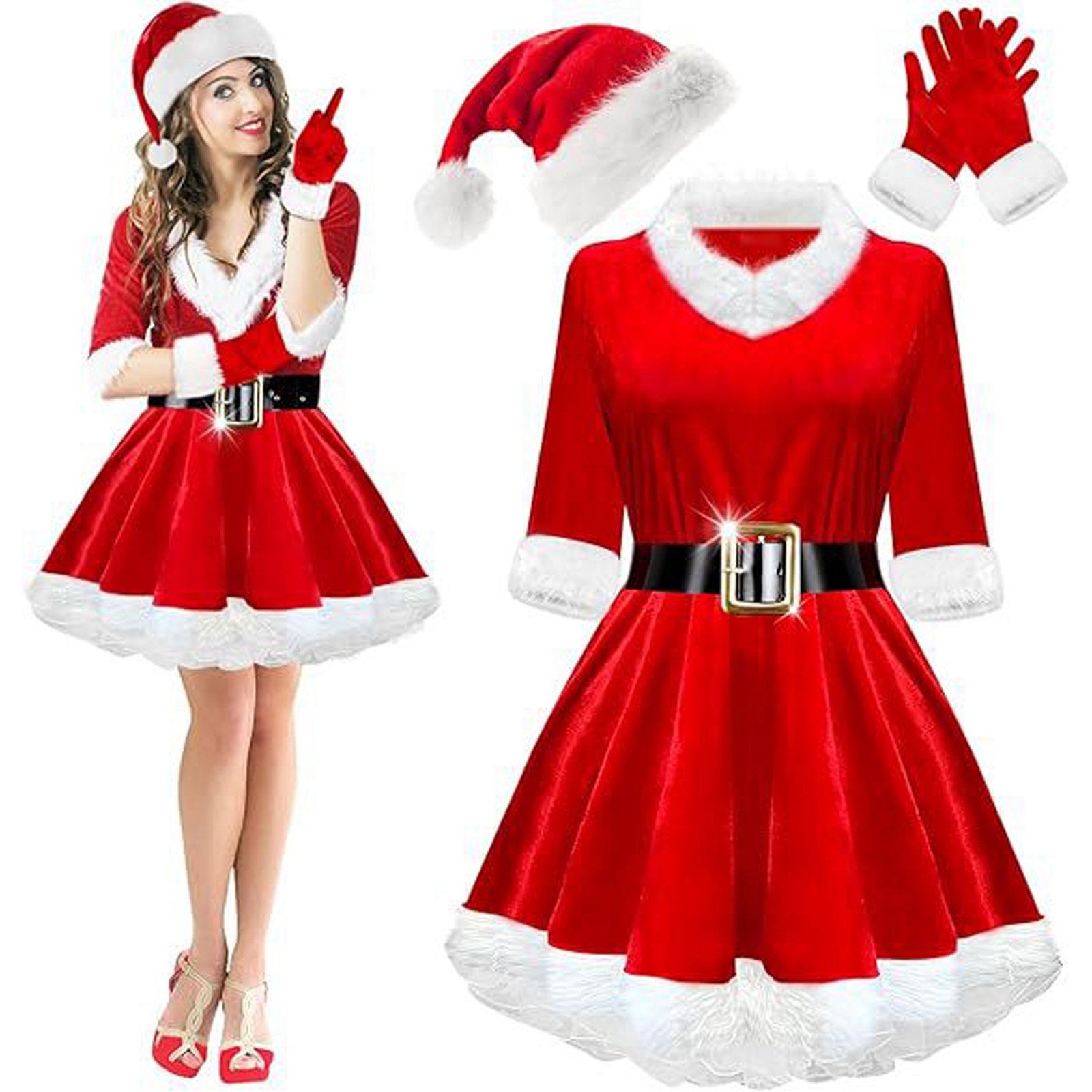 Christmas Dress for Adults Red - đánh giá và giá Elf Costume Christmas