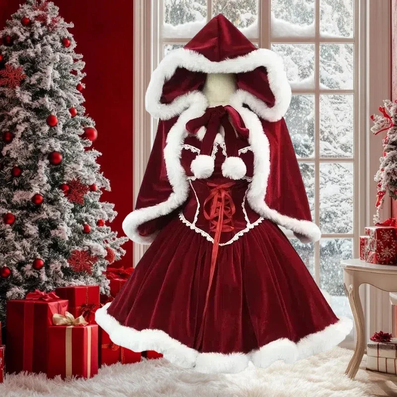 New Year Red Dress Cloak Cospl - đánh giá và giá Elf Costume Christmas