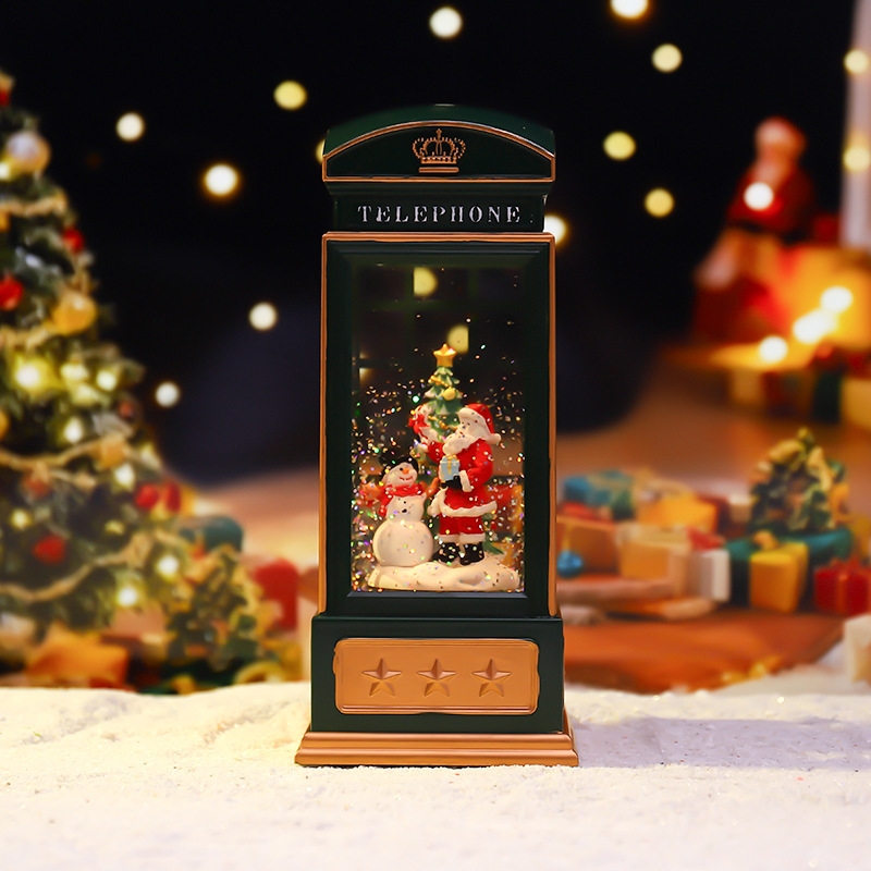 Christmas Phone Booth Night Li - đánh giá và giá Snow Globe Musical