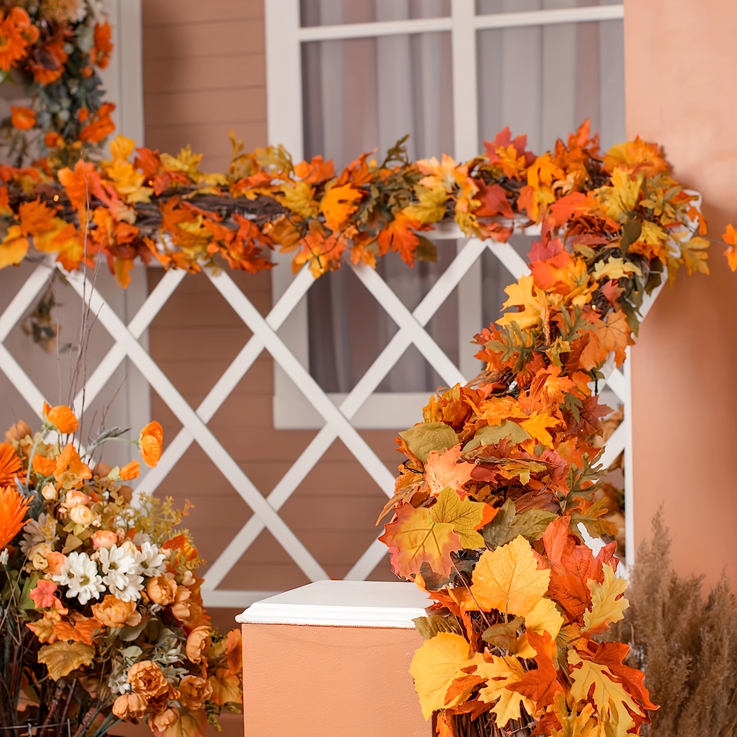 100CM Autumn Artificial Maple  - đánh giá và giá Christmas Wreath Fake