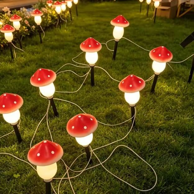 Solar Mushroom String Lights W - đánh giá và giá Christmas Lights Outdoor