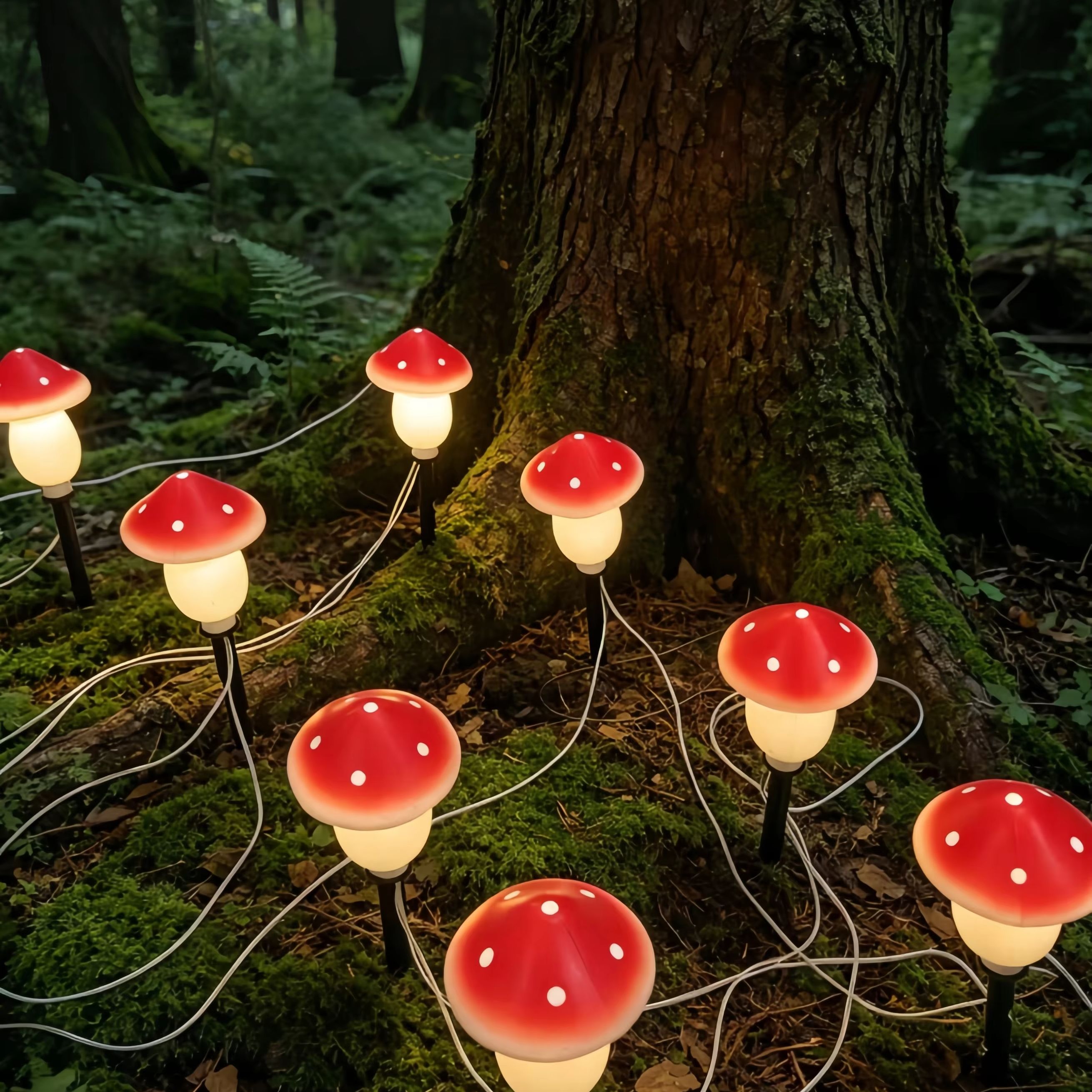 Solar Mushroom String Lights W - đánh giá và giá Christmas Lights Outdoor