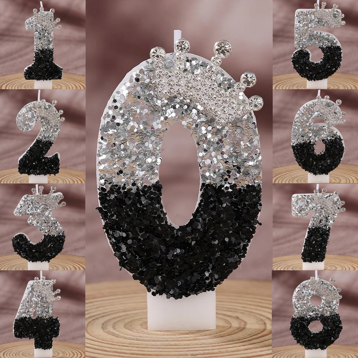 Black Silver Gradient Crown Ha - đánh giá và giá Holiday Candle Set