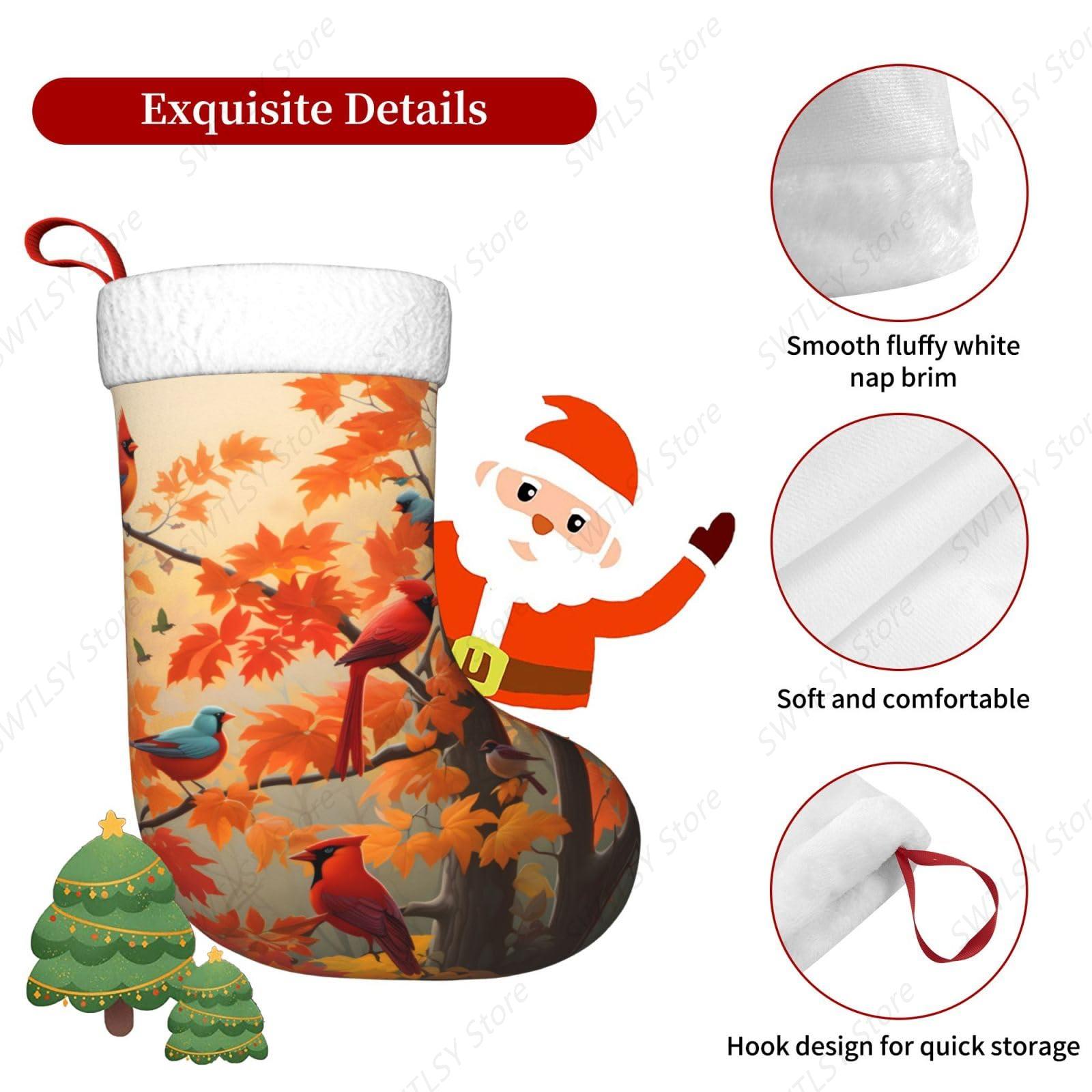 Fall Cardinal Birds and Maple- - đánh giá và giá Christmas Stocking Hanging