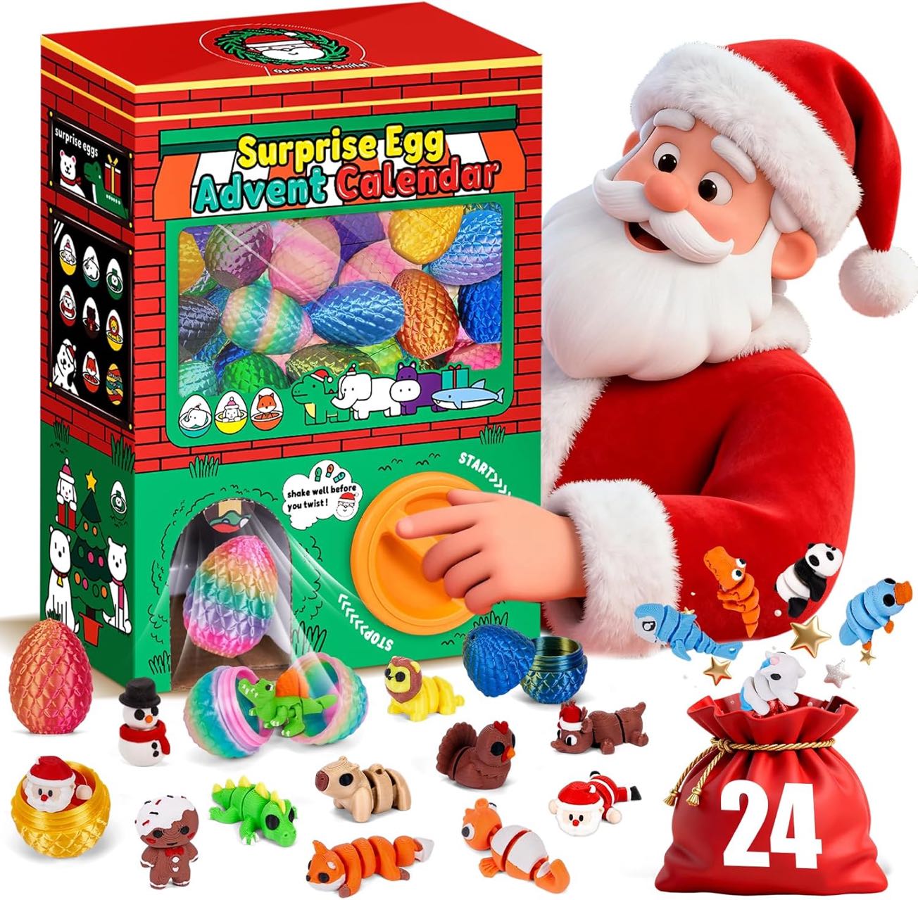 24pcs 3D Printed Surprise Egg  - đánh giá và giá Advent Calendar Gift