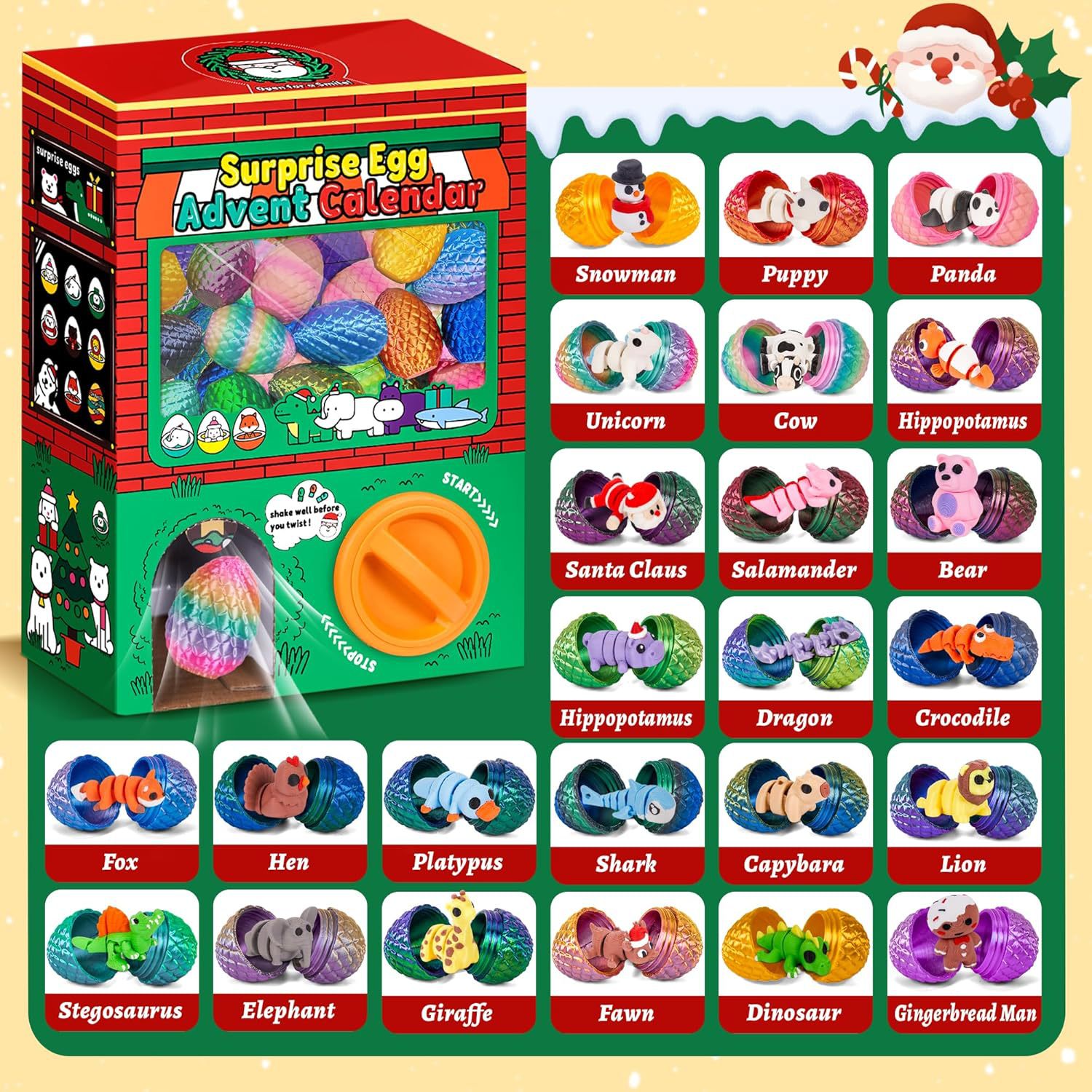 24pcs 3D Printed Surprise Egg  - đánh giá và giá Advent Calendar Gift