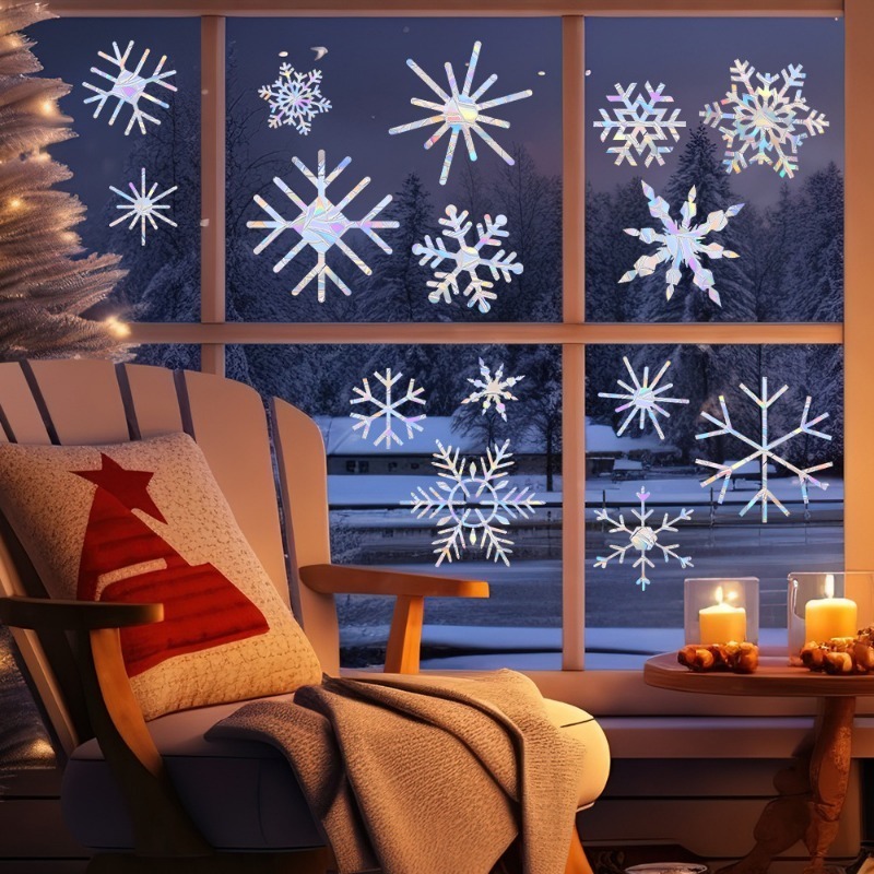 Xmas Snowflake Pattern Rainbow - đánh giá và giá Snowflake Window Decal